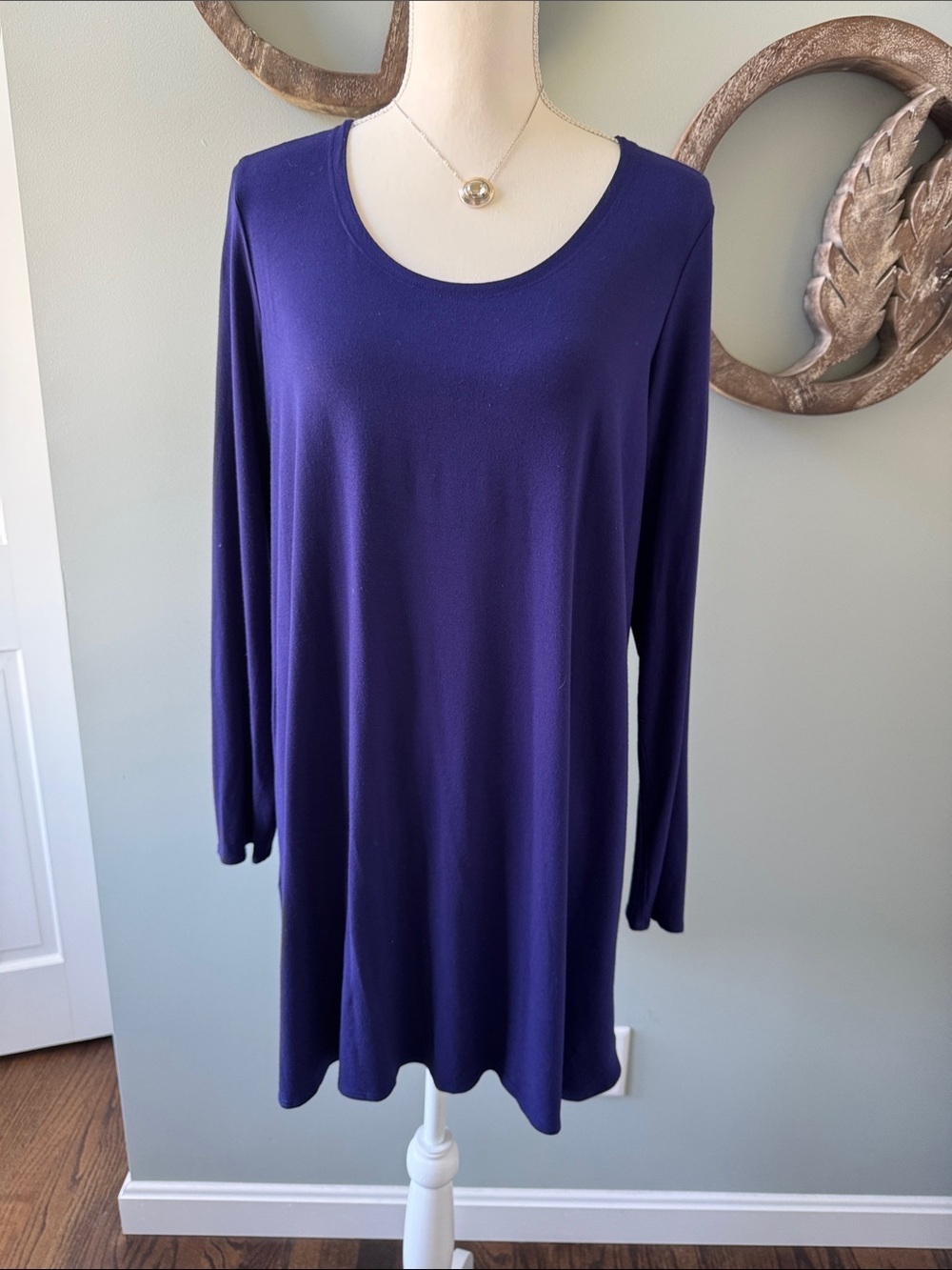Eileen Fisher Scoop Neck Long Sleeve Tunic - Purple. Size XL